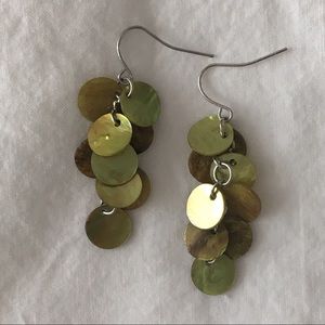 Faux Shell Dangle Earrings - Green